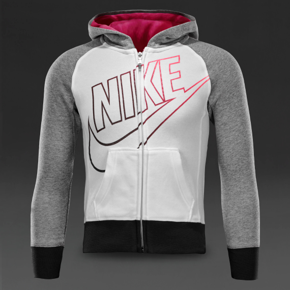Nike Sportswear YA76 Semi-Brushed Full-Zip Hoodie White / Dark Grey Heather / Pinksicle for Girls
